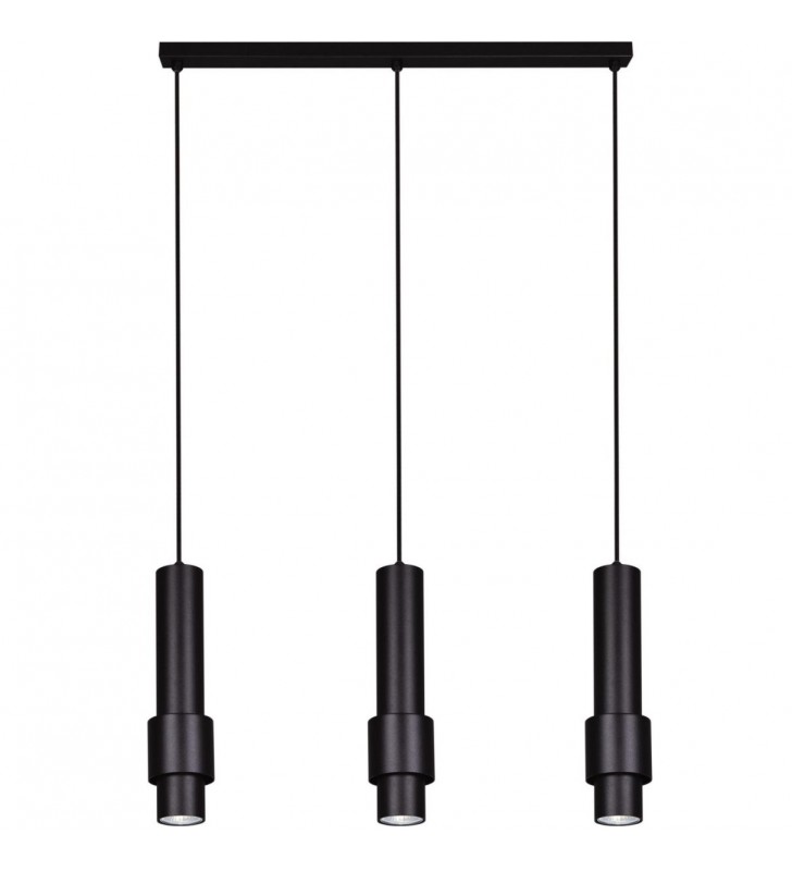 Lampa wisząca Roto czarna wąskie klosze tuba do salonu sypialni jadalni kuchni
