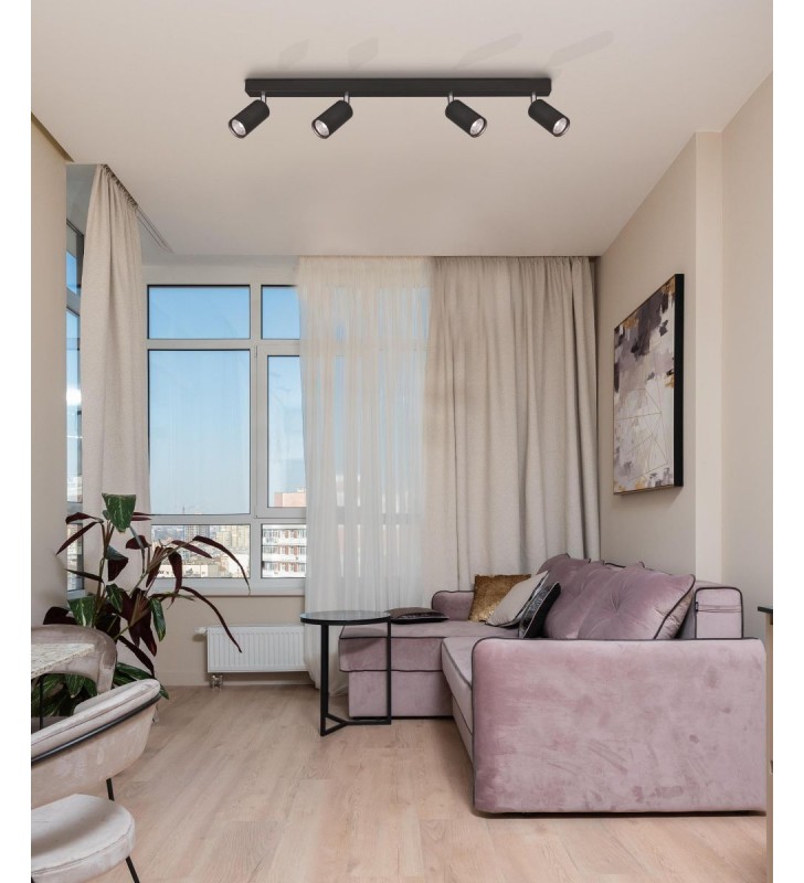 Lampa sufitowa Monti czarna 4 punktowa do salonu sypialni na przedpokój hol