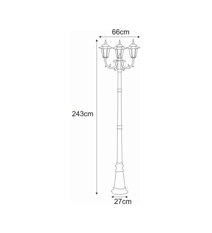 Potrójna latarnia ogrodowa Standard czarny IP44 3xE27