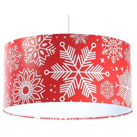 Czerwona lampa wisząca z motywem świątecznym Holidays1 białe śnieżynki