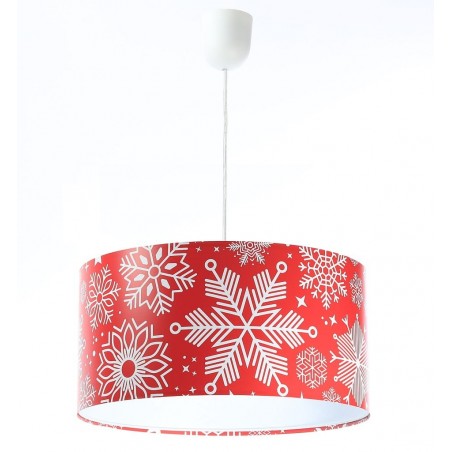 Czerwona lampa wisząca z motywem świątecznym Holidays1 białe śnieżynki