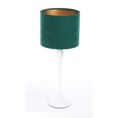 Lampa stołowa Calheta zielono złoty abażur biała dekoracyjna podstawa