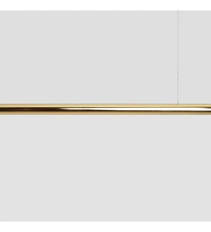 Podłużna złota pozioma nowoczesna lampa wisząca Pure Gold 2 punktowa szklane okrągłe klosze nad stół do jadalni kuchni salonu