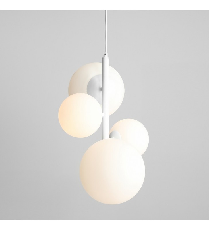 Pionowa nowoczesna biała lampa wisząca Bloom okrągłe szklane klosze do kuchni salonu jadalni sypialni