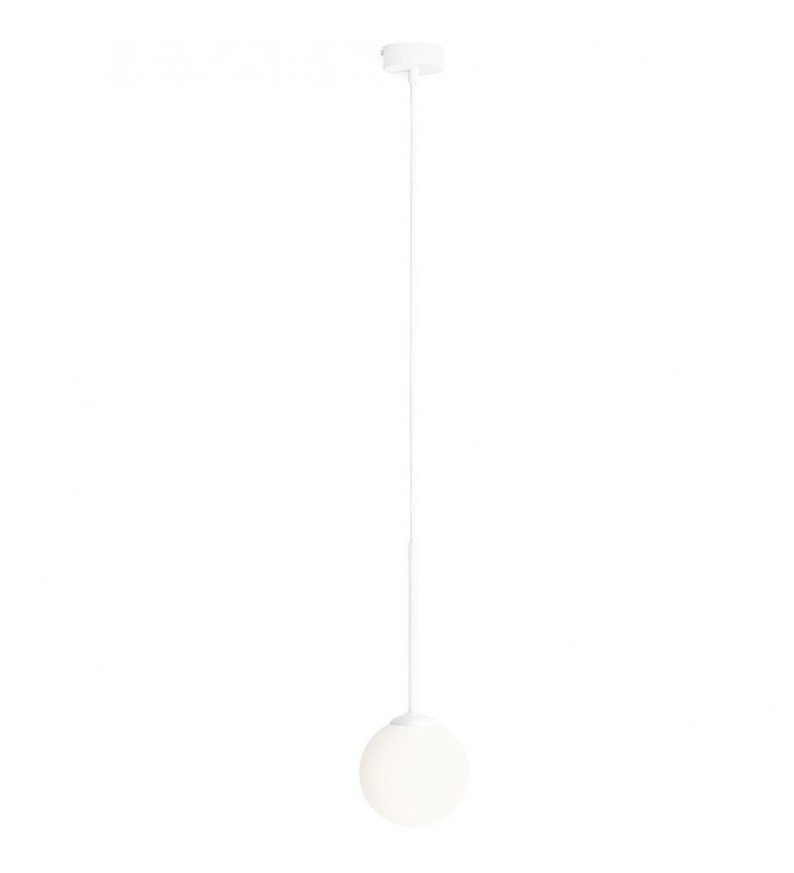 Lampa wisząca Bosso biała okrągła mała 14cm szklana kula ball