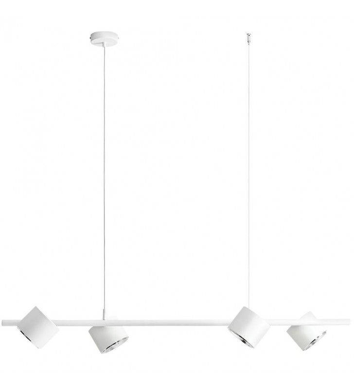 Biała lampa wisząca Bot White nowoczesna 4 ruchome klosze np. nad stół do jadalni