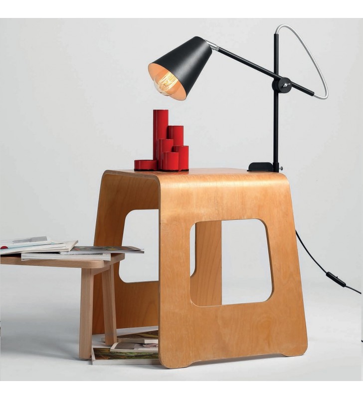 Lampa biurkowa stołowa nocna z uchwytem montowana do stołu Arte czarna nowoczesna z metalu