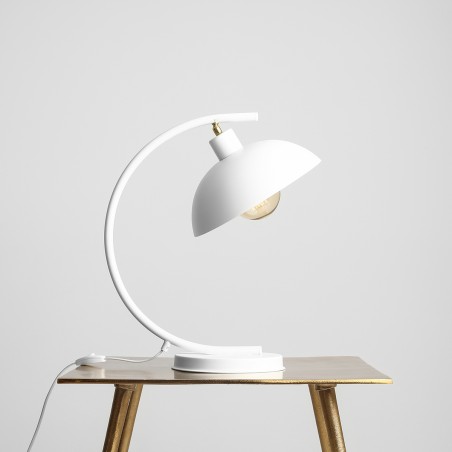 Metalowa lampa stołowa biurkowa Escape biała w nowoczesnym stylu na biurko i stolik nocny