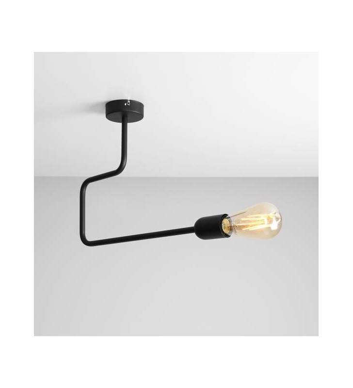 Czarna lampa sufitowa Eko Black pojedyncza minimalistyczna bez klosza loft industrialna