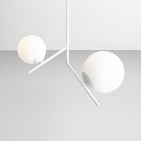 Lampa z 2 szklanymi kloszami sufitowa Gallia biała styl nowoczesny