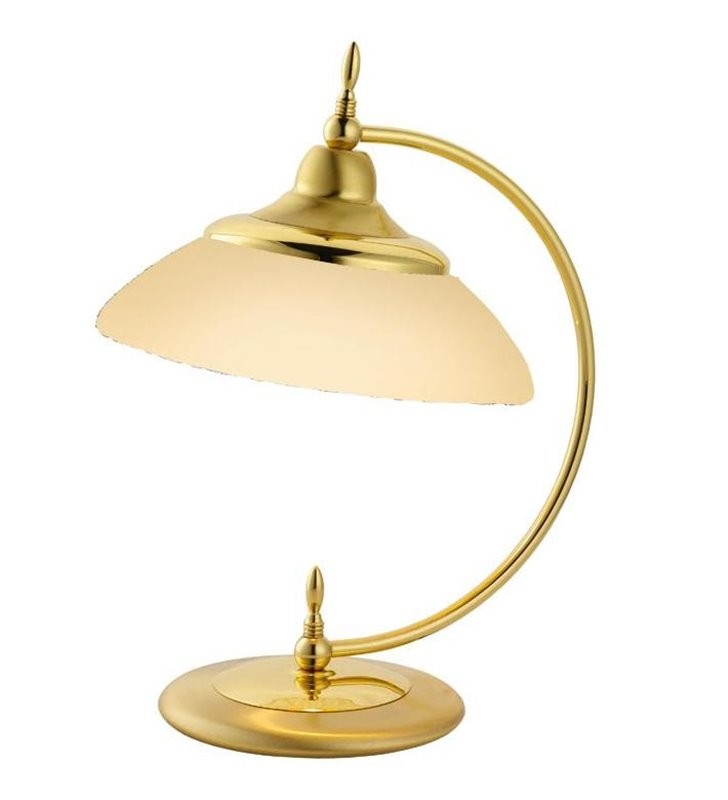 Złota lampa stołowa Onyx Opal podstawa z mosiądzu stylowa do salonu sypialni na komodę stolik nocny