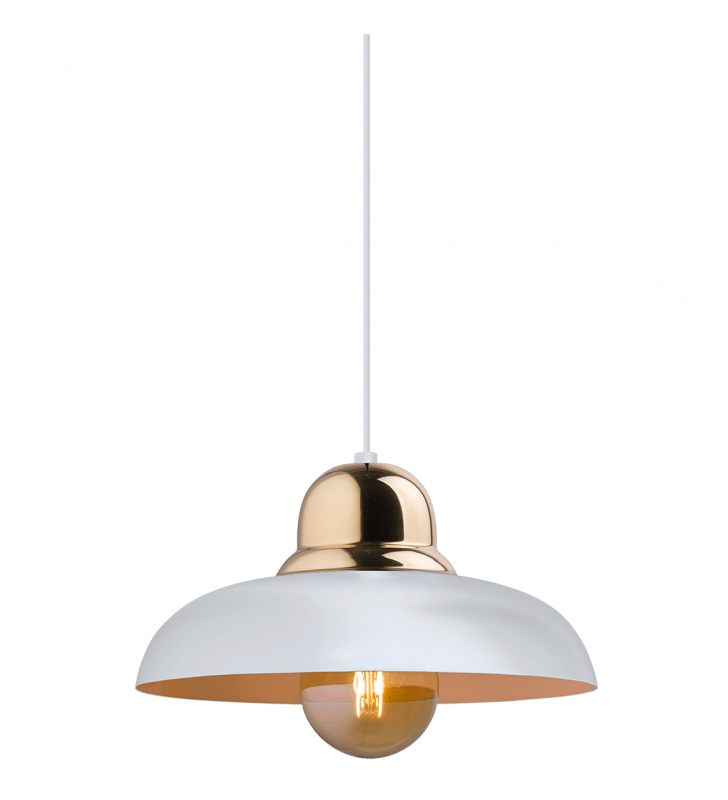 Nowoczesna lampa loftowa Oro II biało złota średnica 31cm do salonu sypialni kuchni jadalni