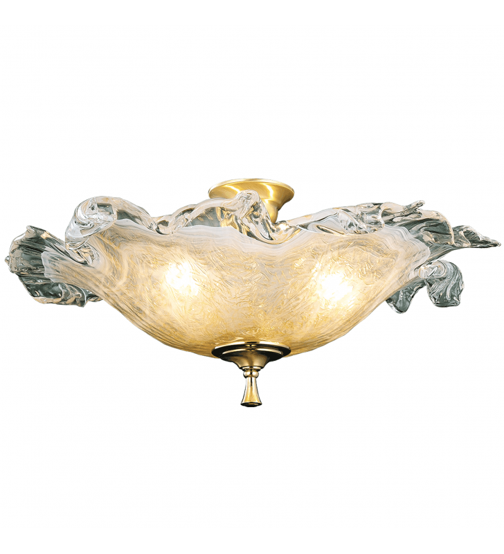 Plafon klasyczny stylowy szklany Niagara 58cm ze złotym wykończeniem