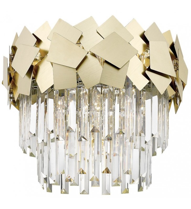 Plafon Quasar złoty kryształowy 41cm styl nowoczesny do salonu sypialni na korytarz