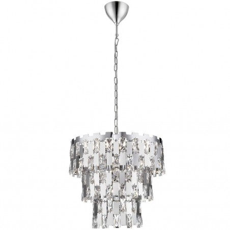 39cm lampa wisząca z kryształami Anzio metal chrom styl glamour do salonu sypialni jadalni