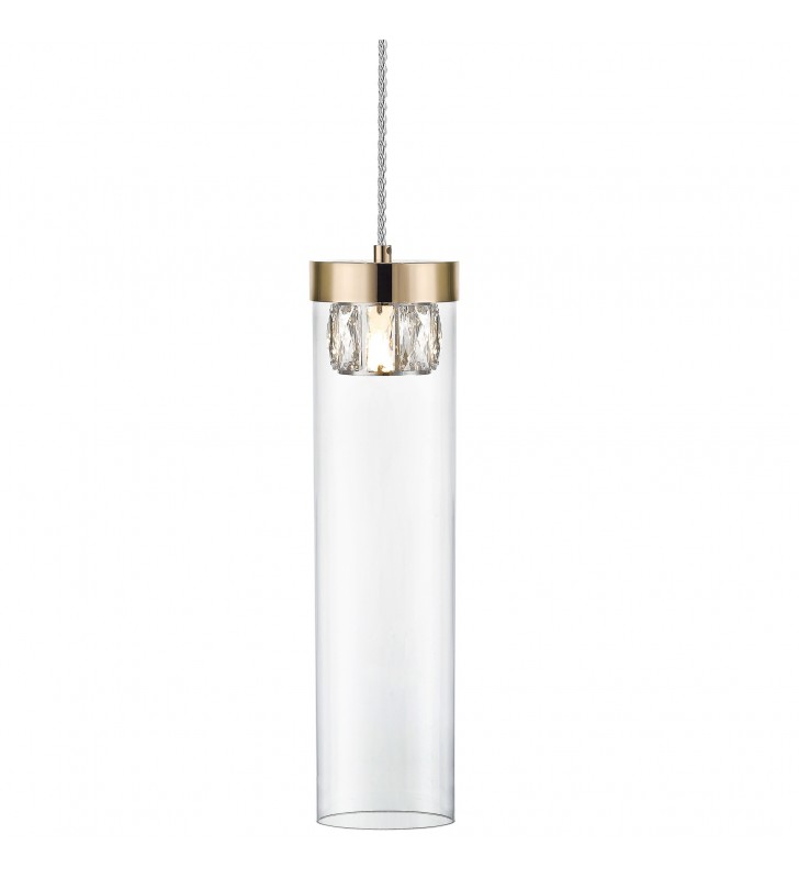 Lampa wisząca Gem francuskie złoto szkło transparentne kryształowe pojedyncza nad stół do jadalni do salonu sypialni