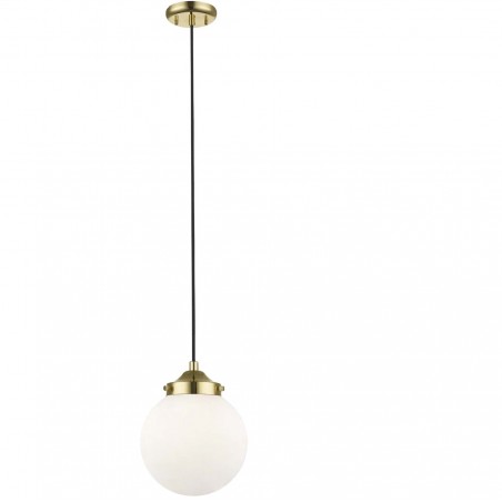 Okrągła szklana lampa wisząca Riano pojedyncza klosz 17cm kula ball złote wykończenie