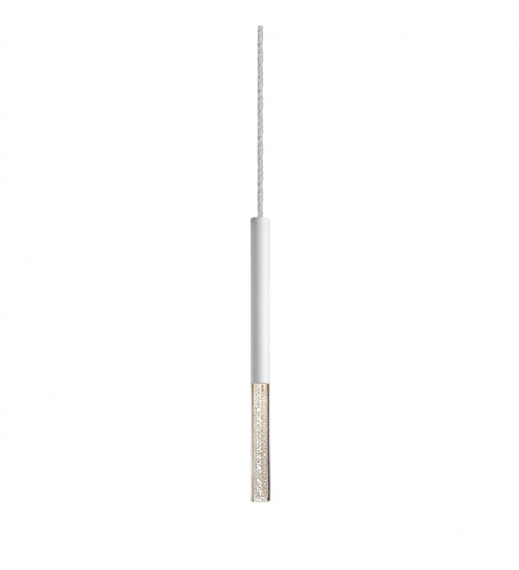 Biała matowa nowoczesna pojedyncza lampa wisząca One LED klosz z bąbelkami powietrza do salonu sypialni jadalni