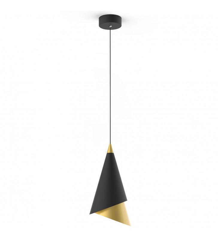 Czarno złota nowoczesna lampa wisząca Raalto klosz stożek do salonu sypialni jadalni kuchni