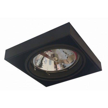 Czarna kwadratowa pojedyncza lampa podtynkowa Oneon żarówka GU10 AR111