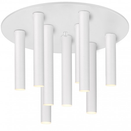 Biała nowoczesna okrągła lampa sufitowa Loya LED 9 wąskich kloszy