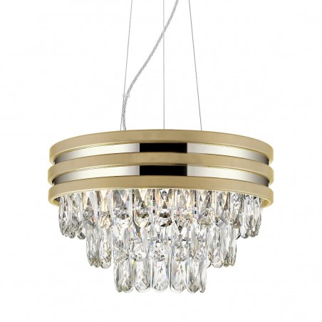 Lampa wisząca Naica złota z kaskadowymi kryształami średnica 46cm do jadalni nad stół do sypialni