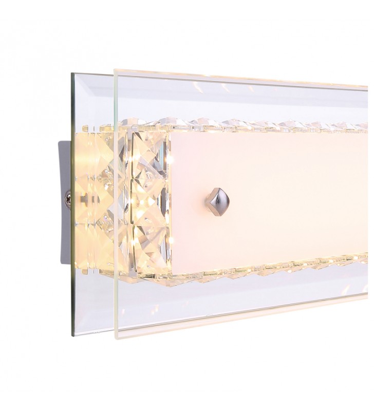 Poziomy prostokątny szklany kinkiet z kryształami Mataro LED