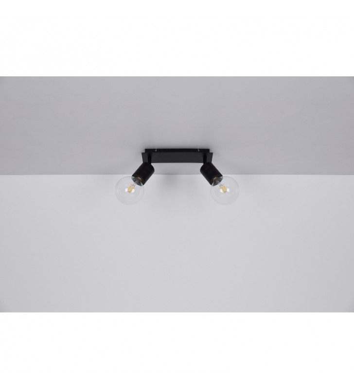 2 punktowa minimalistyczna czarna lampa sufitowa bez kloszy Hermine - OD RĘKI