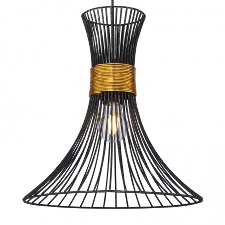35cm metalowa czarno złota nowoczesna lampa wisząca Purra klosz ze złotymi przetarciami np. do jadalni kuchni