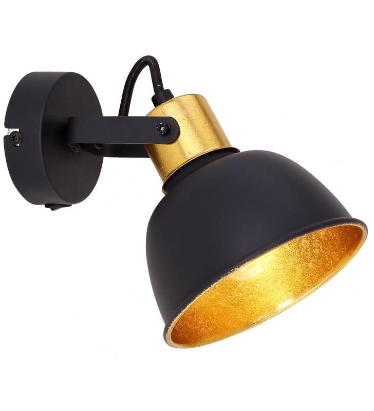 Lampa ścienna z włącznikiem Fillo czarno złota metalowa