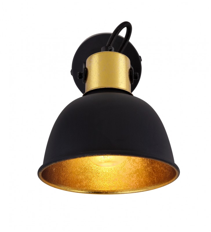 Lampa ścienna z włącznikiem Fillo czarno złota metalowa
