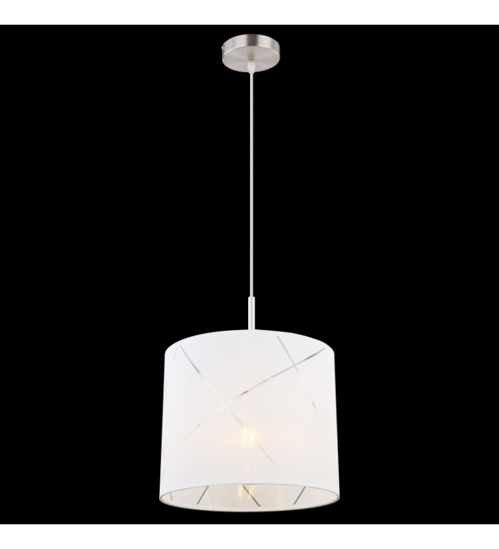 Lampa wisząca Nemmo zwis biały abażur z dekorem średnica 28cm