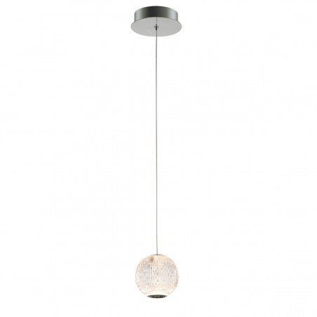 Lampa wisząca Rosario LED chrom pojedyncza akrylowa kula 12cm do salonu sypialni do jadalni
