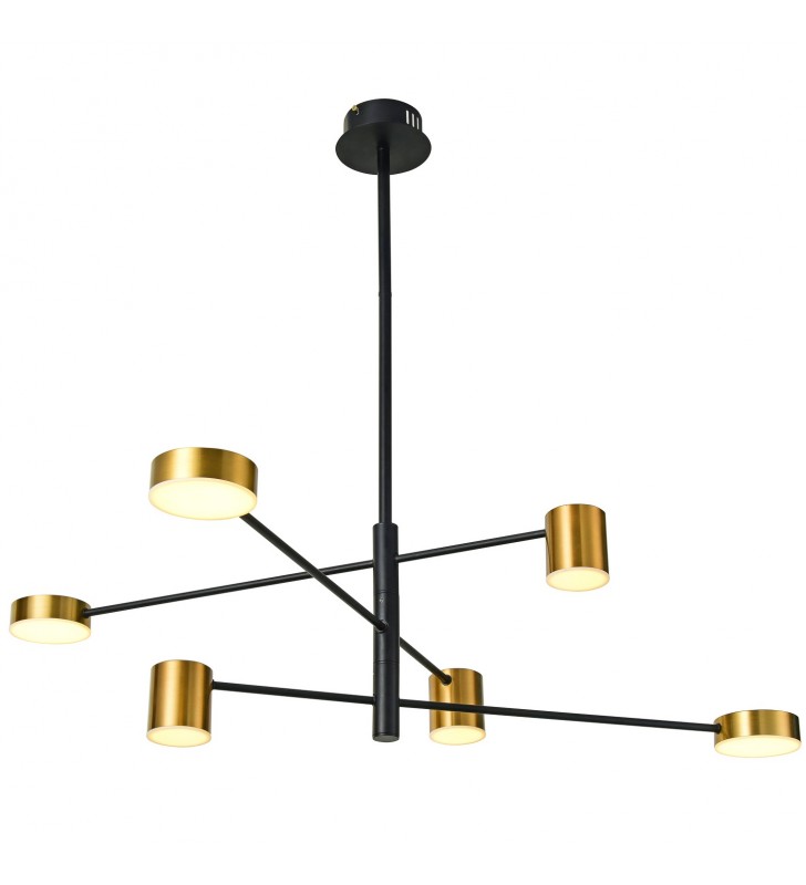 Żyrandol nowoczesny Remdal LED czarno-złoty 6 kloszy bez łańcucha