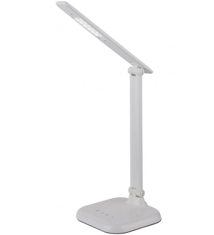 Lampa biurkowa Davos biała z tworzywa włącznik dotykowy na lampie ściemniacz