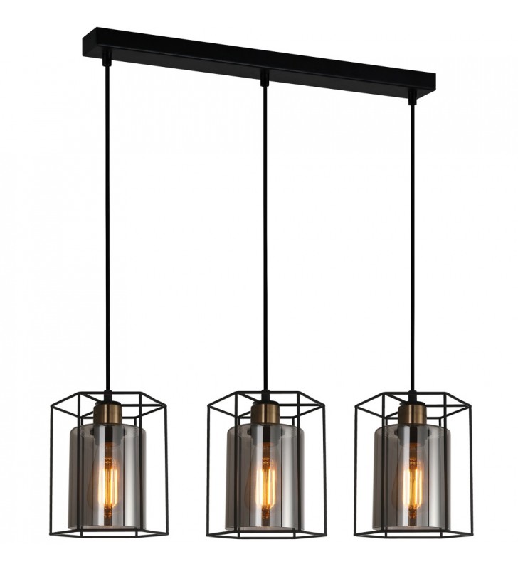 Lampa wisząca Kalula czarna nowoczesna szklane dymione klosze w metalowych osłonach np. nad stół ITALUX
