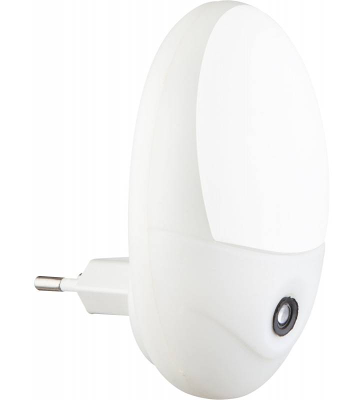 Biała lampka z wtyczką Chaser z czujnikiem zmierzchu np. jako oświetlenie nocne do pokoju dziecka