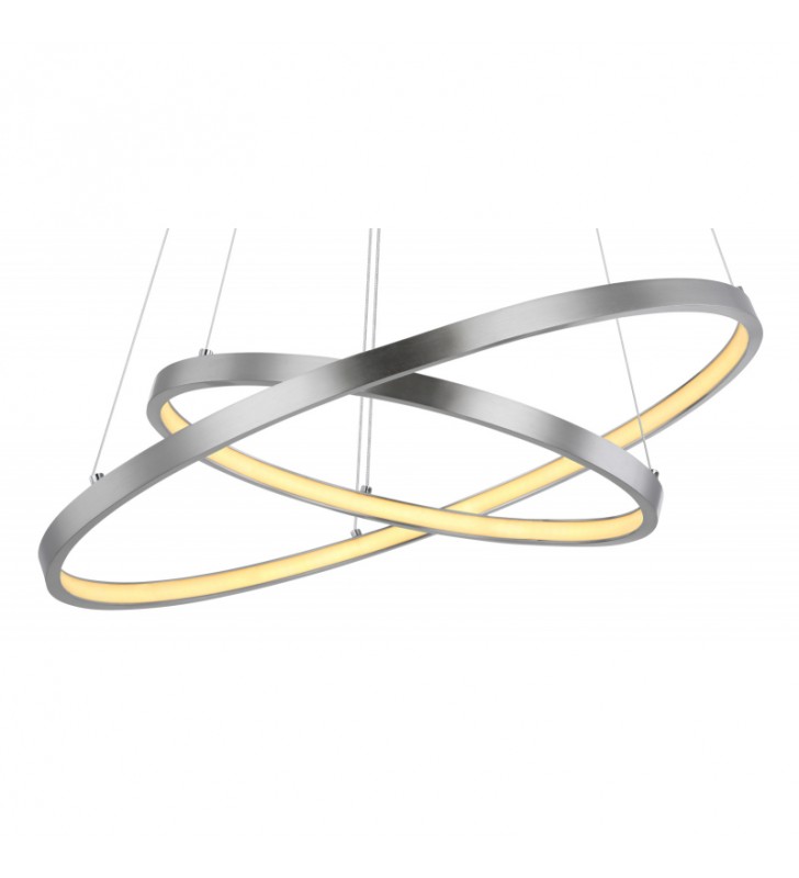 Lampa wisząca Ralph LED nikiel mat 2 metalowe pierścienie