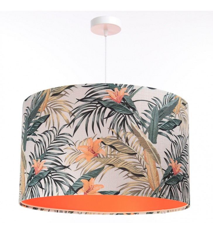 Lampa wisząca Tropicana w stylu tropikalnym abażur z pomarańczowym wnętrzem