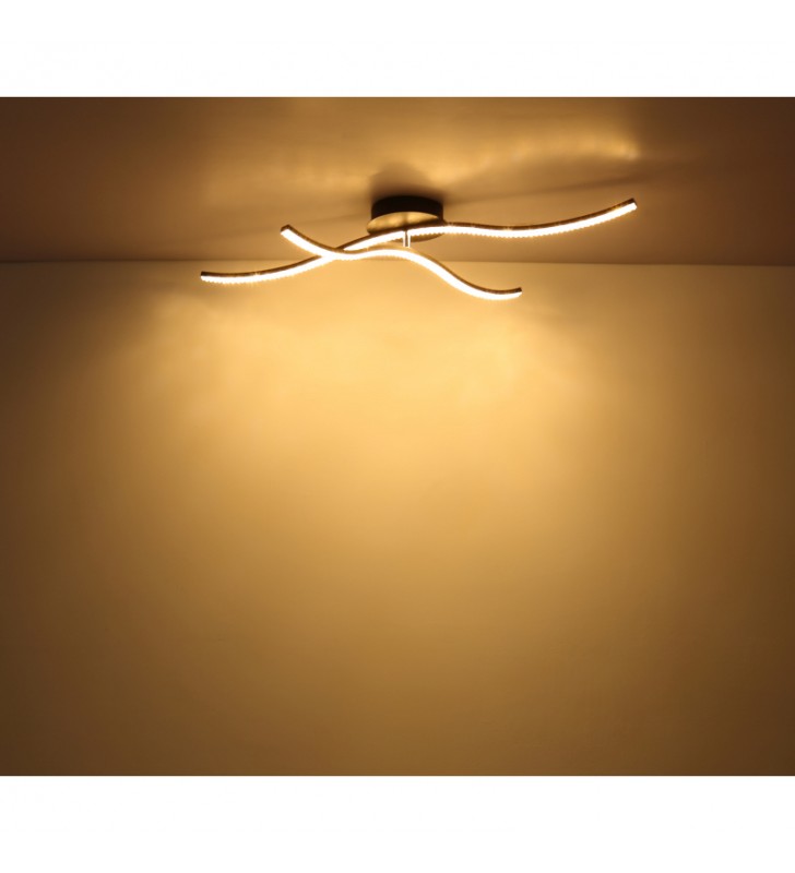 Nowoczesna czarna lampa sufitowa Jules LED 2 wąskie ramiona ozdobione akrylowymi kryształkami do salonu sypialni