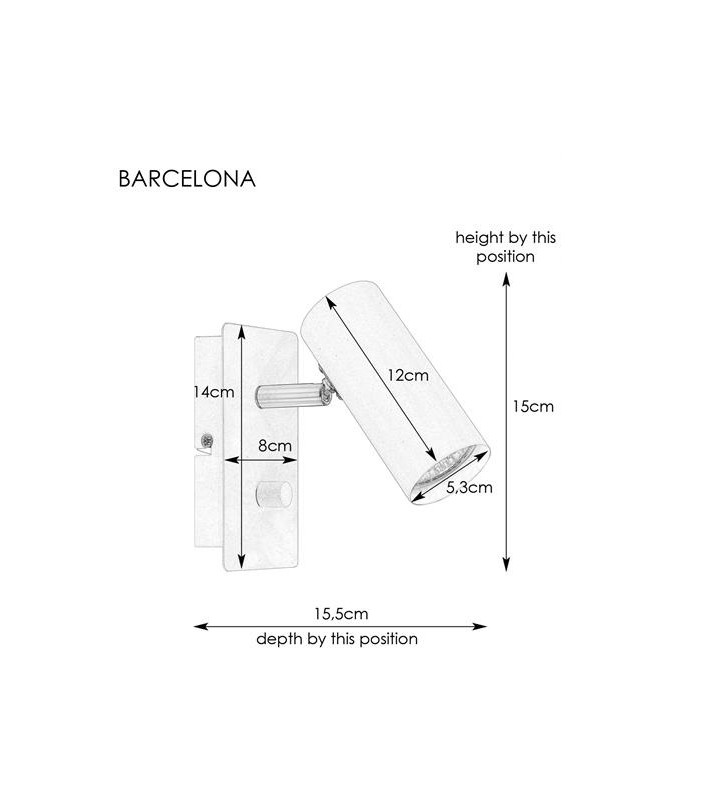 Czarny metalowy kinkiet z włącznikiem na lampie Barcelona przewód z wtyczką