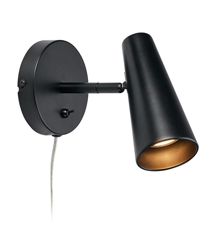 Kinkiet Crest czarny nowoczesny włącznik na lampie przewód z wtyczką do sypialni salonu