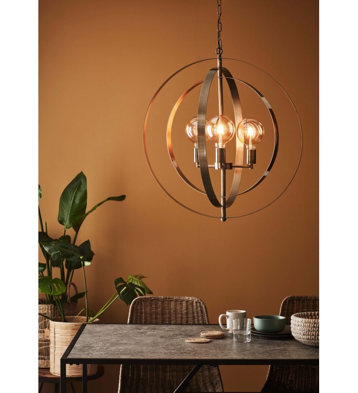 Patynowa nowoczesna lampa wisząca Orbit pierścienie 3 żarówki do salonu jadalni kuchni