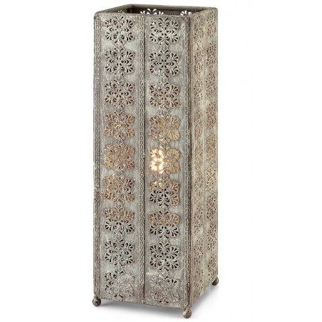 Metalowa lampa na komodę w stylu orientalnym Agra szara 33cm