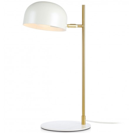 Biało mosiężna lampa stołowa Pose z metalu włącznik na przewodzie Markslojd