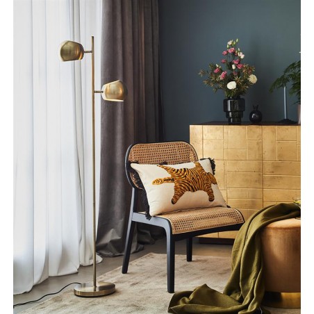 Lampa stojąca Edgar patyna z metalu 2 klosze nowoczesna do salonu sypialni