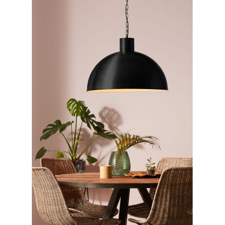 Metalowa lampa wisząca Ekelund w kolorze czarnym średnica 61cm łańcuch styl vintage loft industrial