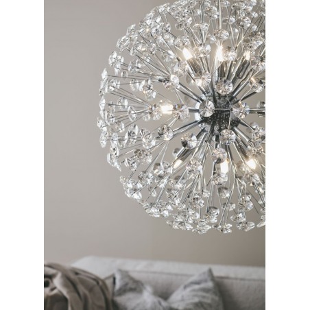 Lampa wisząca Bolid kula z kryształami 50cm długi zwis do salonu sypialni nad schody