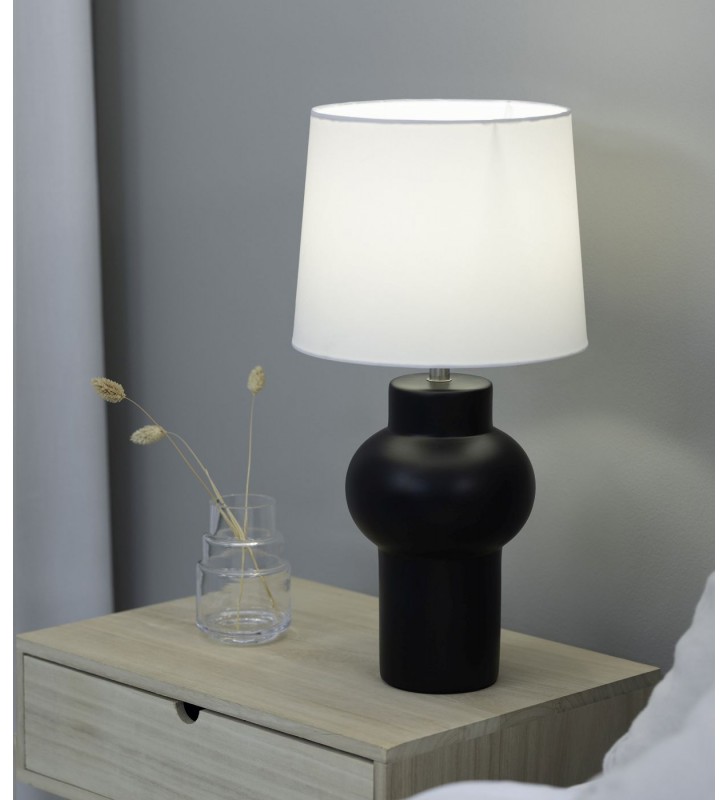 Lampa stołowa Shape biało czarna abażur ceramiczna dekoracyjna podstawa