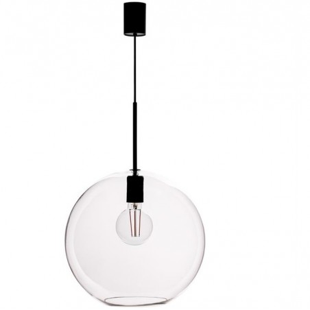 35cm szklana lampa wisząca nad stół Patera przezroczysta kula z czarne wykończenie